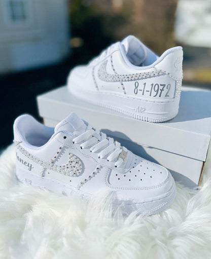 Pearl Diamond Wedding Shoes Custom Air Force 1