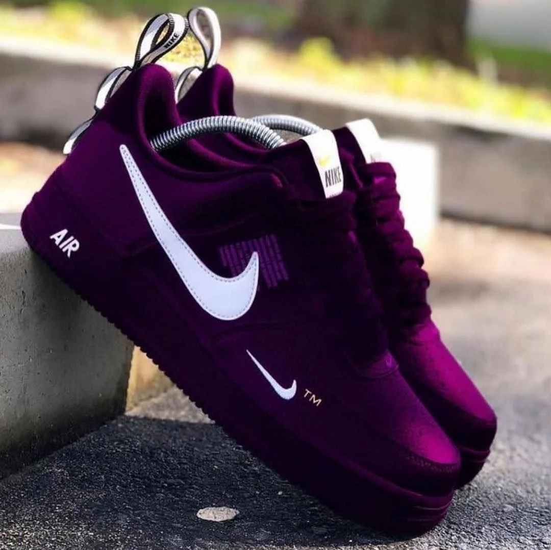 Hand Painted Purple Velvet Custom Air Force 1 Sneakers