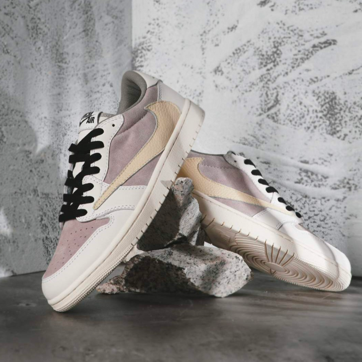 Hand Painted Beige Gray Custom Air Jordan 1 Sneakers