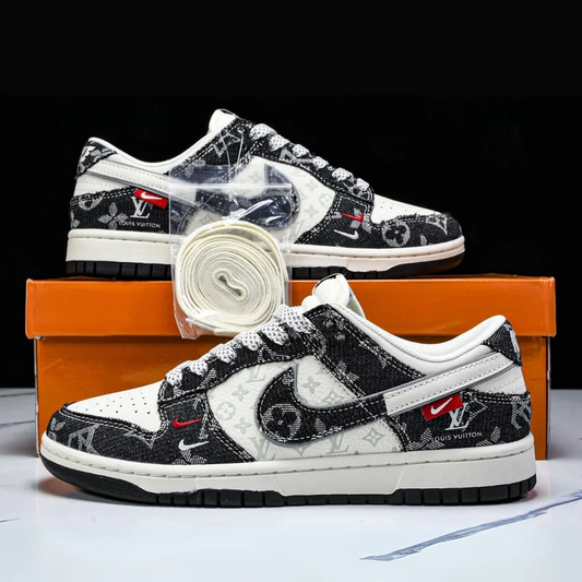 Hand Painted Denim Monogram Custom Dunk Sneakers