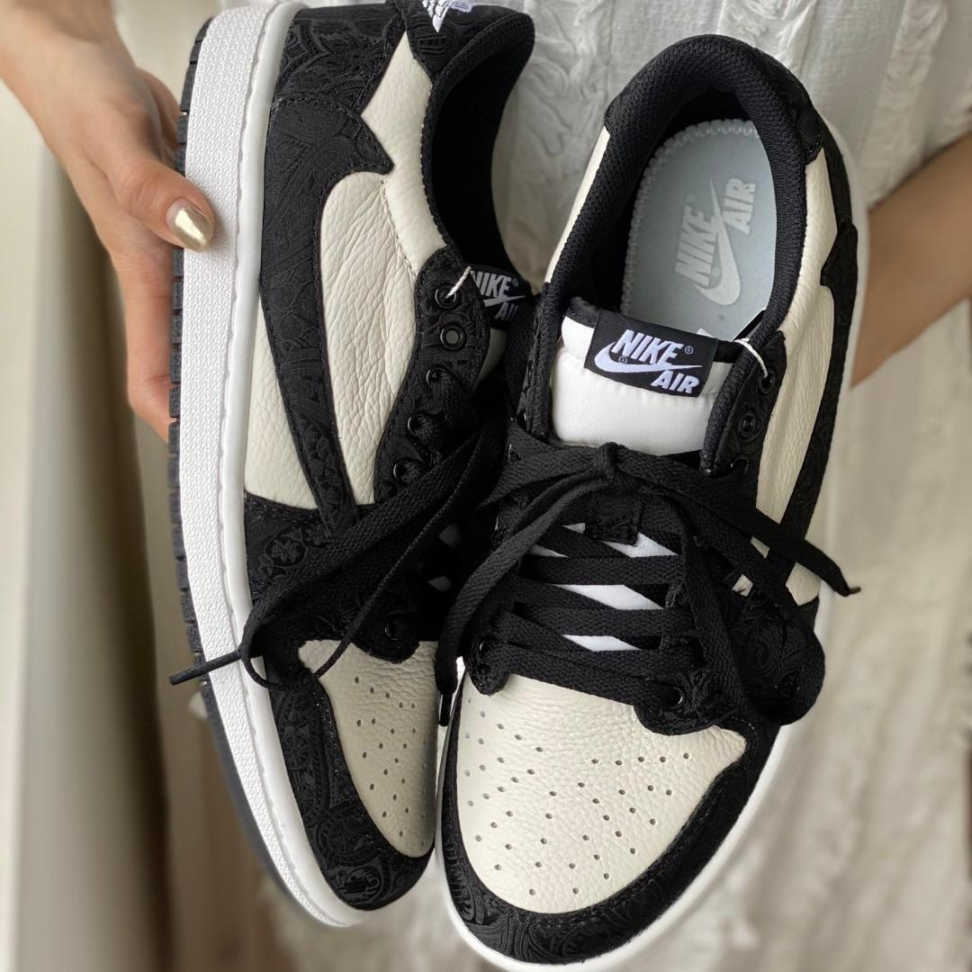 Hand Painted Black Paisley Custom Jordan 1 Sneakers