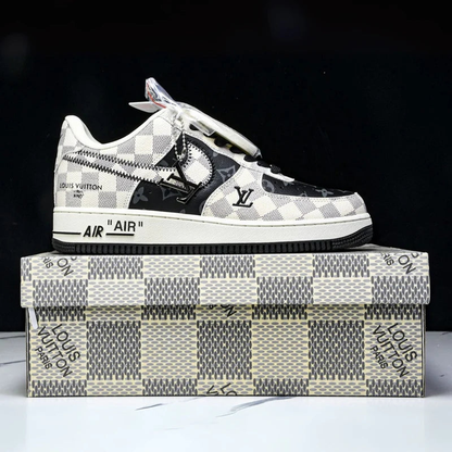 Hand Painted Black White Checkered Custom Air Force 1