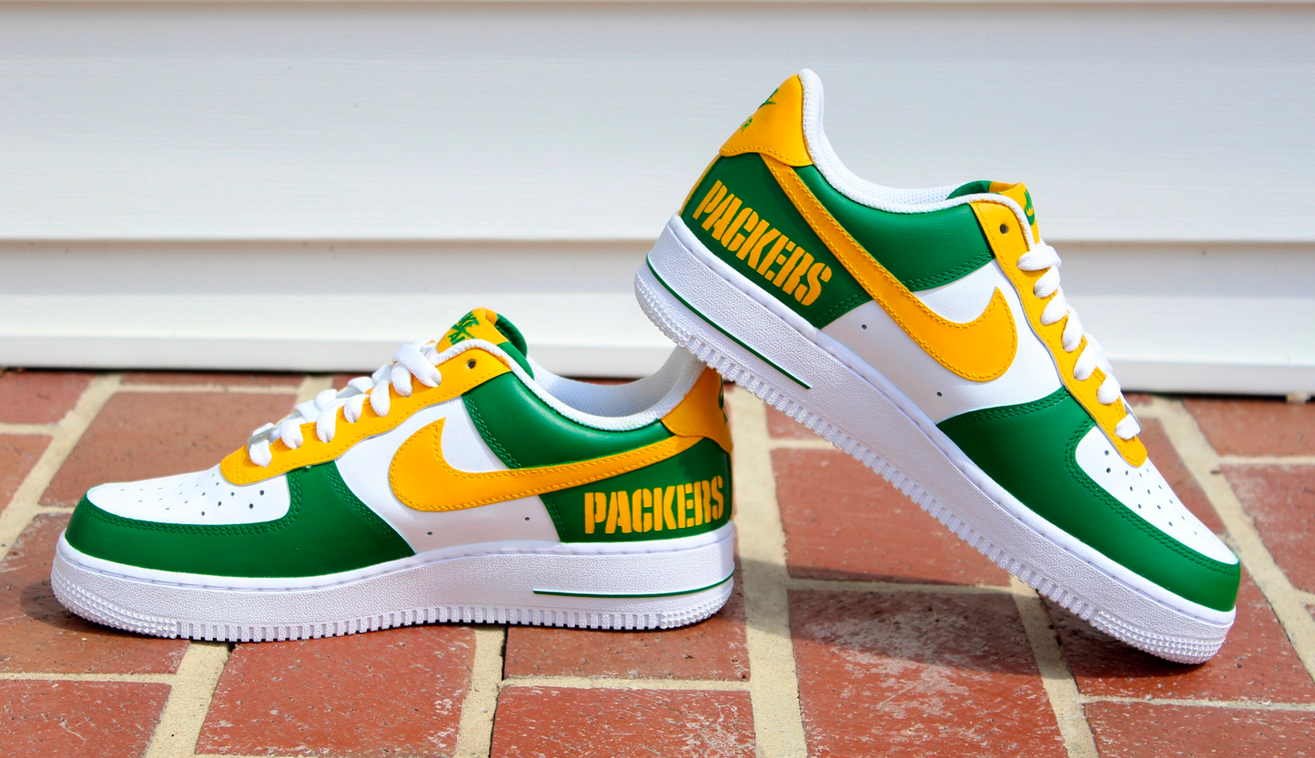Hand Painted Green & Gold Packers Custom Air Force 1
