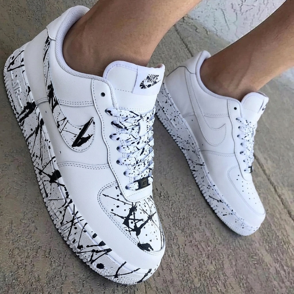 Ink Splatter White Black Custom Air Force 1