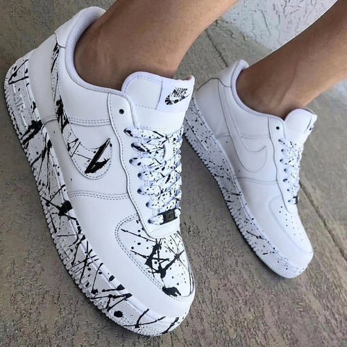 Ink Splatter White Black Custom Air Force 1