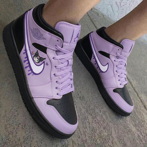 Kuromi Cartoon Heart Purple Drip Baby Purple Black Custom Air Jordan 1