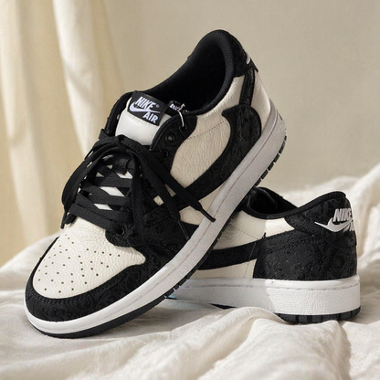 Hand Painted Black & Beige Custom Air Jordan 1 Sneakers