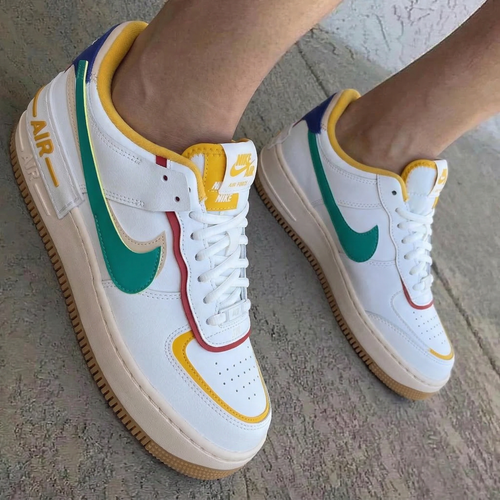 Layered Swoosh Green Yellow Red Custom Air Force 1 Shadow