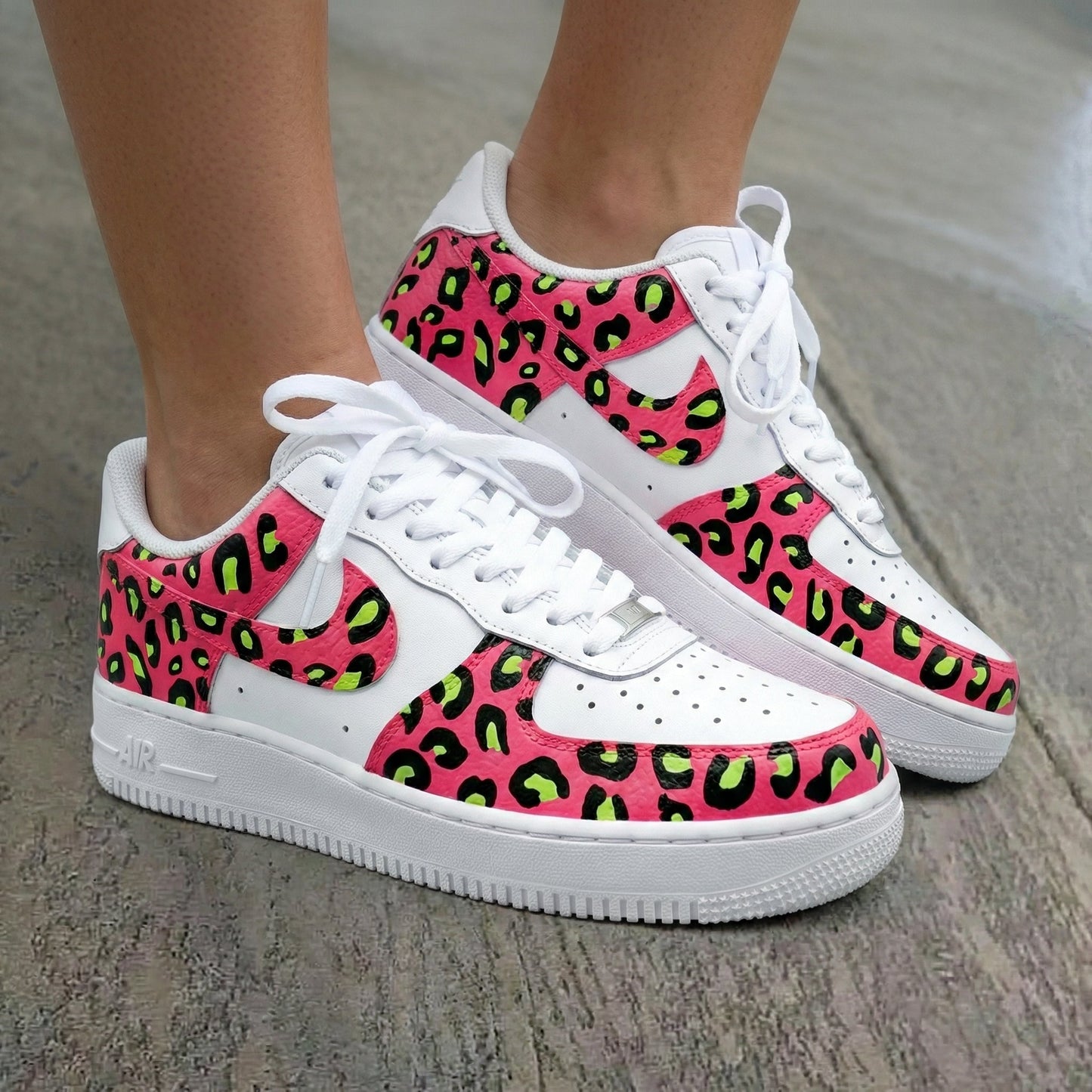 Leopard Print Pink Green Black Custom Air Force 1