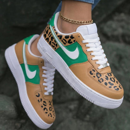 Leopard Prints Tan And Green Custom Air Force 1