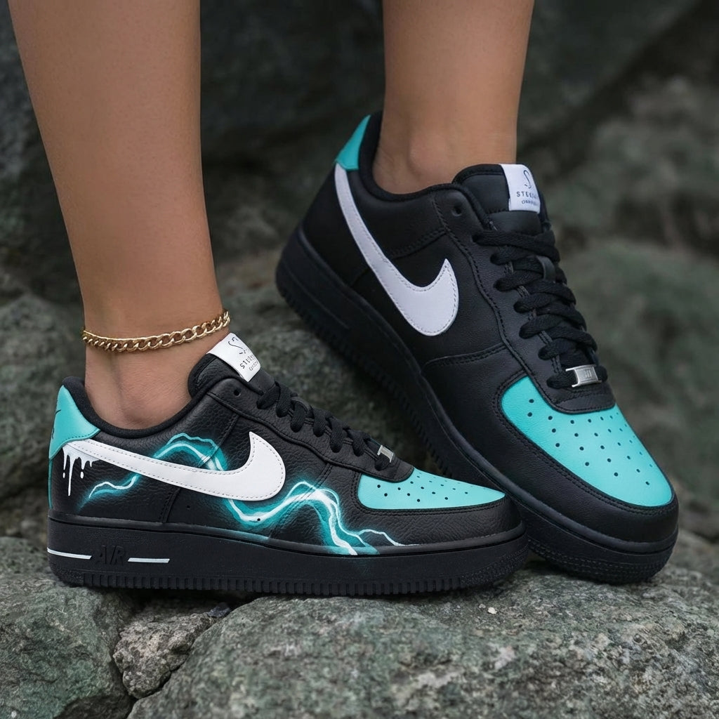 Lightning Black Baby Blue Custom Air Force 1