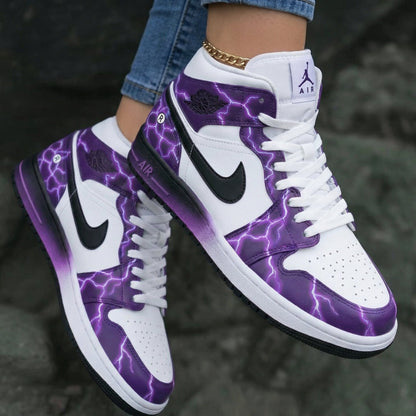 Lightning Pattern White Purple Custom Air Jordan 1