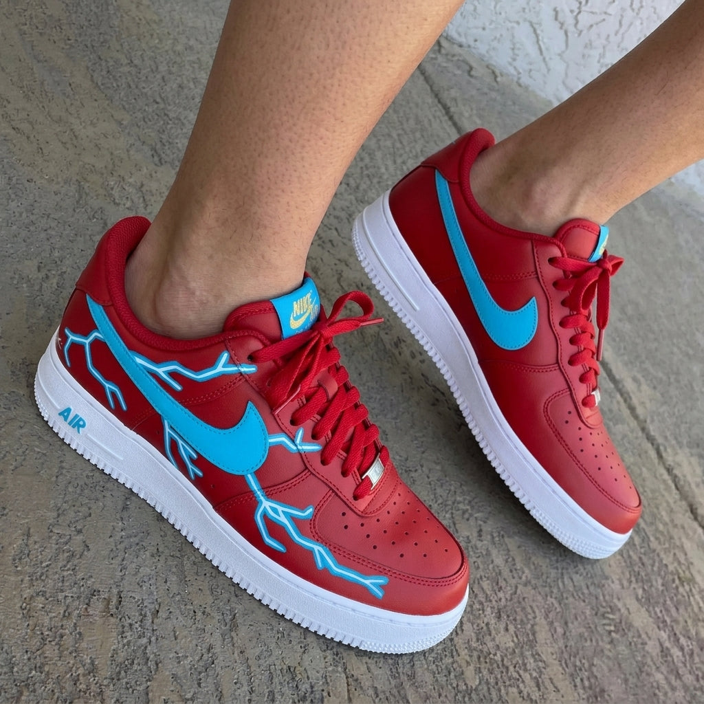 Lightning Red Baby Blue Custom Air Force 1