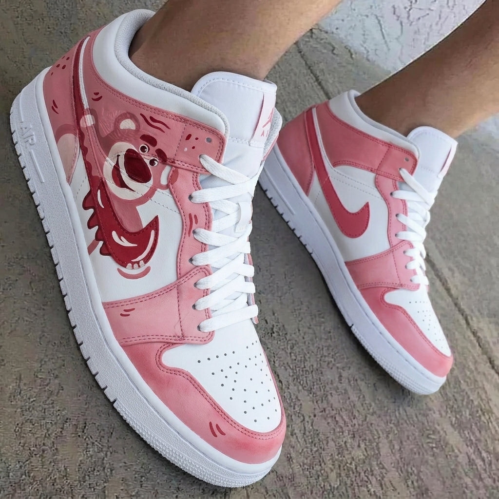 Lotso Bear Baby Pink Red Custom Air Jordan 1