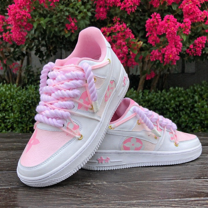 Custom Hand Painted Pink Air Force 1 Sneakers