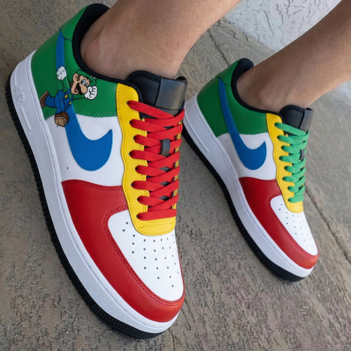 Luigi Cartoon Green Blue Yellow Red Custom Air Force 1