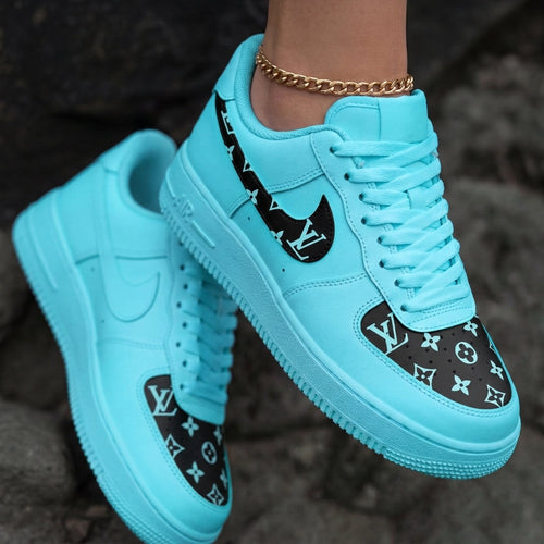 LV Baby Blue Black Custom Air Force 1