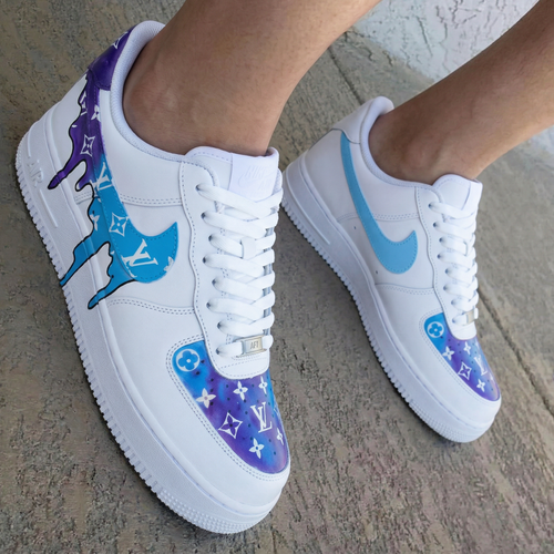 LV Drip Purple Baby Blue Custom Air Force 1