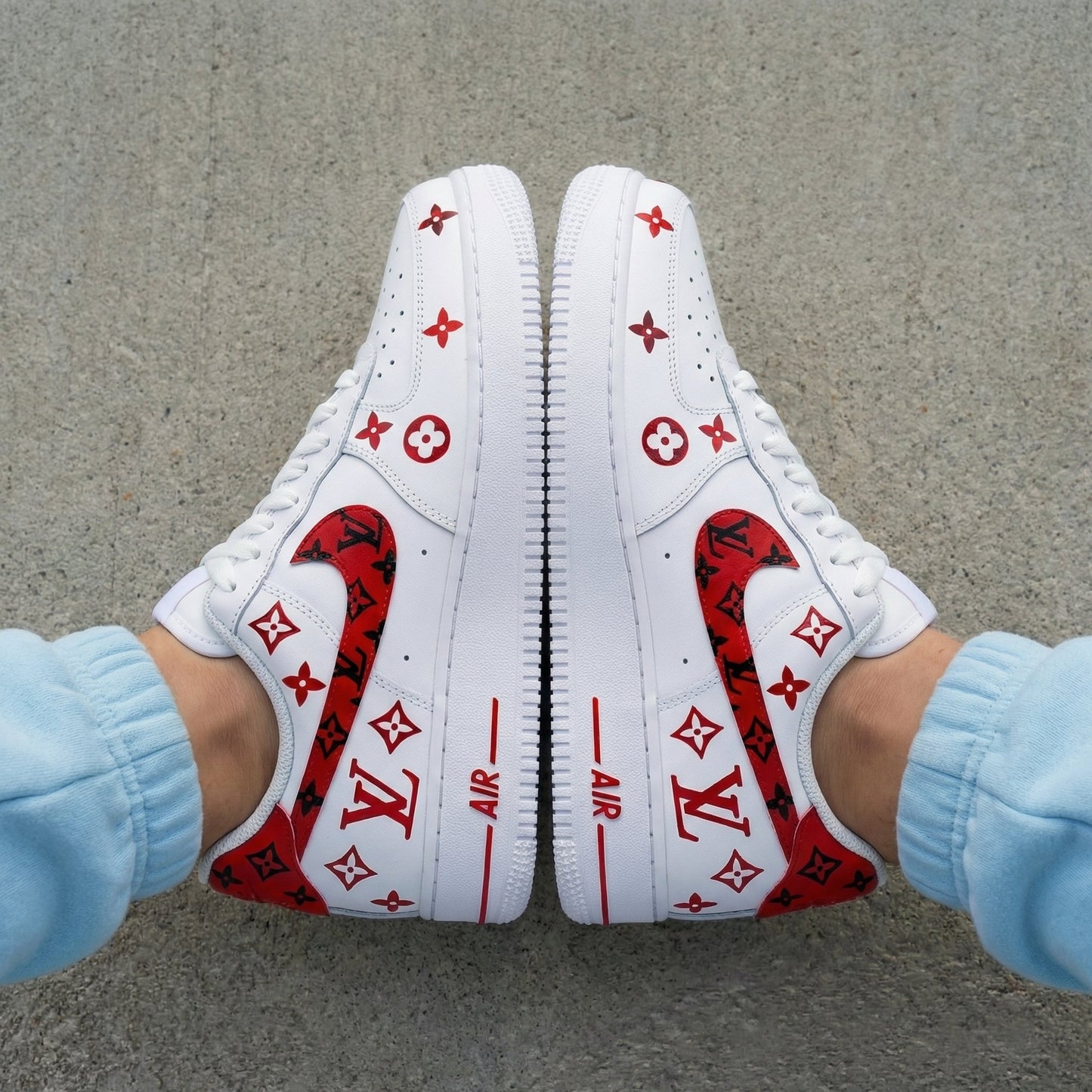 LV Logo Red Black Custom Air Force 1