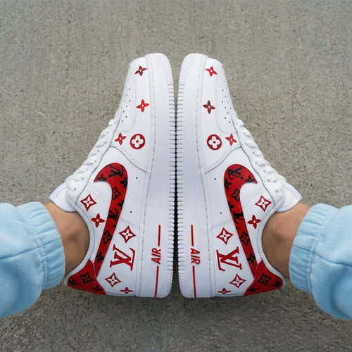 LV Logo Red Black Custom Air Force 1