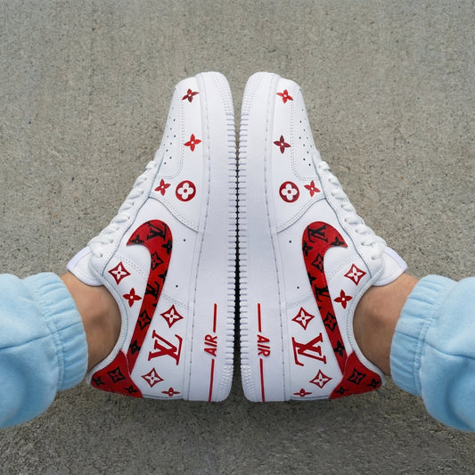 LV Logo Red Black Custom Air Force 1