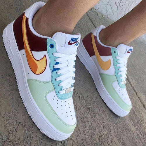 Green Brown Colorful Custom Air Force 1