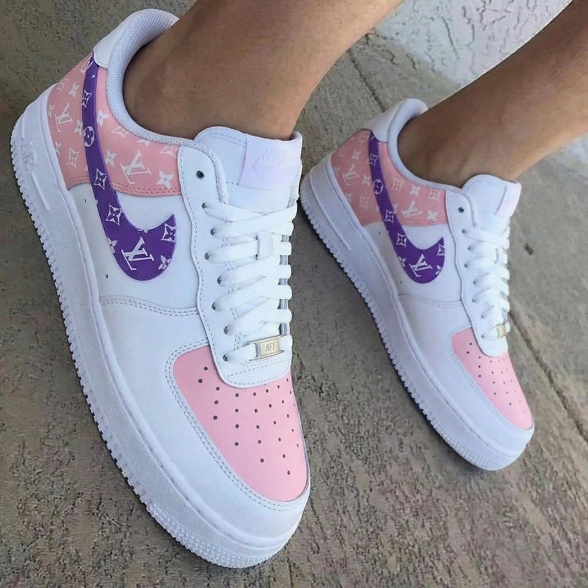 LV Pattern Baby Pink And Purple Custom Air Force 1