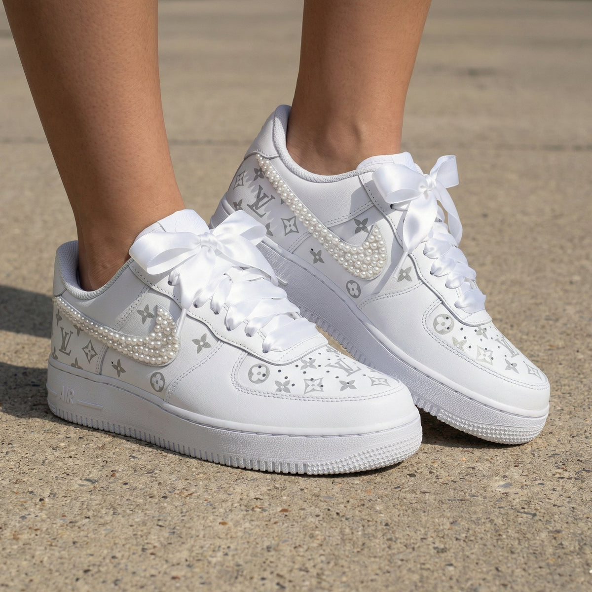 LV Pattern Pearl Embellished Custom Air Force 1
