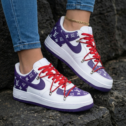 LV Pattern Purple Red Custom Air Force 1