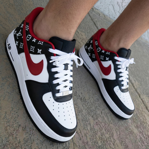 LV Print Black Red Custom Air Force 1