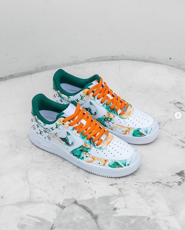 LV Watercolor Pattern White Custom Air Force 1