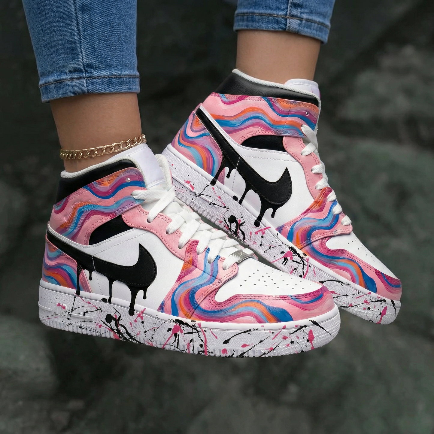 Marble Pattern Baby Pink Custom Air Jordan 1