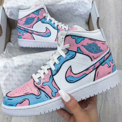 Melted - Effect Baby Pink Blue Custom Air Jordan 1
