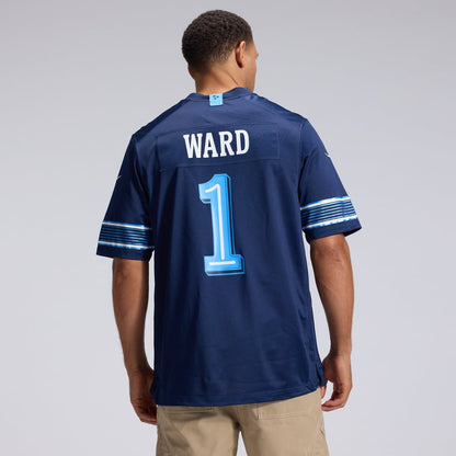Cameron Ward #1 Tennessee Titans 2026 Rivalries Premium Football Jersey – Navy alternate product view