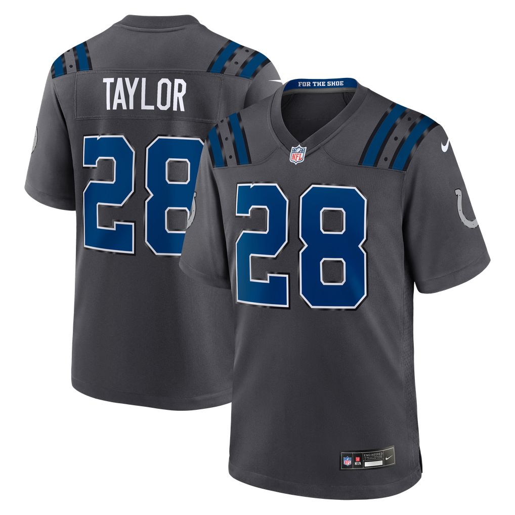 Jonathan Taylor #28 Indianapolis Colts 2026 Rivalries Premium Football Jersey – Anthracite front product view