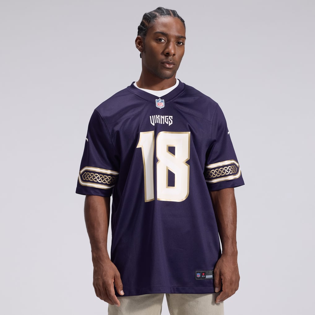 Justin Jefferson #18 Minnesota Vikings 2026 Rivalries Premium Football Jersey – Purple front product view