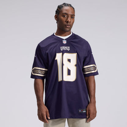 Justin Jefferson #18 Minnesota Vikings 2026 Rivalries Premium Football Jersey – Purple front product view