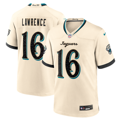 Trevor Lawrence #16 Jacksonville Jaguars 2026 Rivalries Premium Football Jersey – Natural front product view