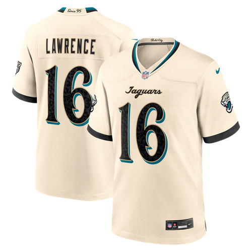 Trevor Lawrence #16 Jacksonville Jaguars 2026 Rivalries Premium Football Jersey – Natural front product view