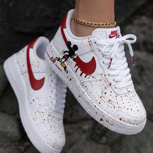 Mickey Splatter White Red Custom Air Force 1