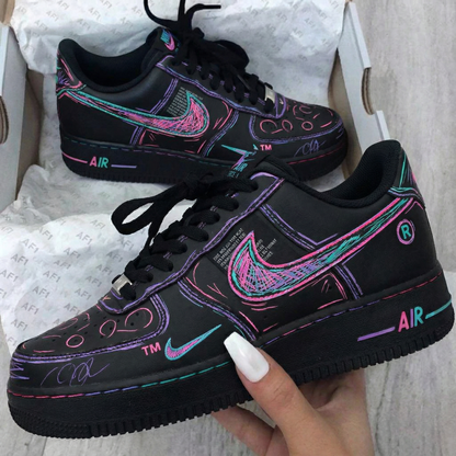 Neon Graffiti Black Custom Air Force 1