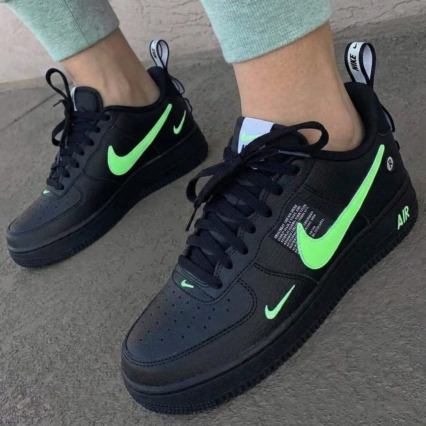 Neon Swoosh Black Custom Air Force 1