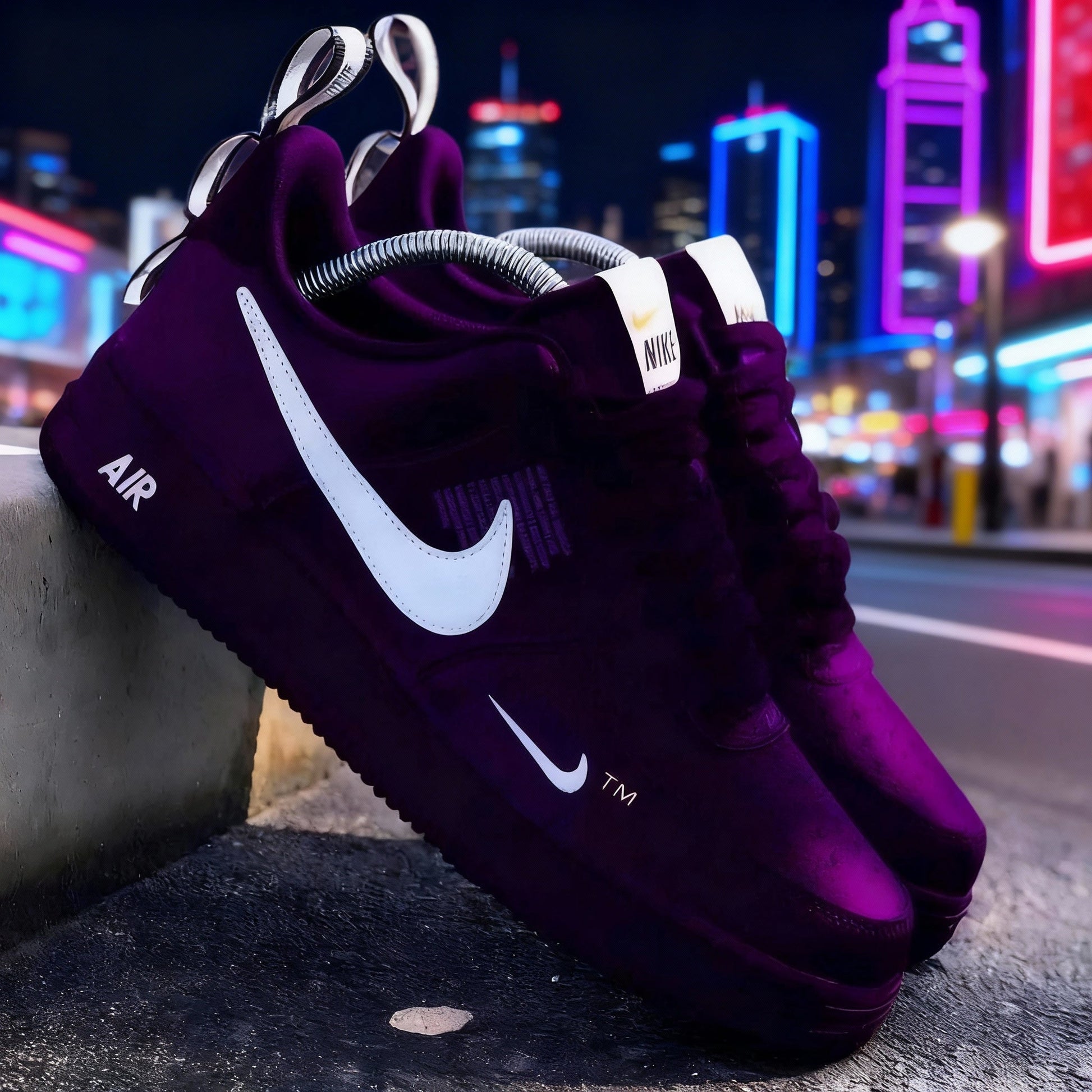 Custom Air Force 1 Purple Black Shoes