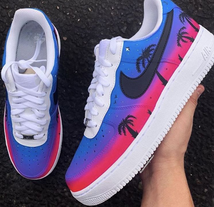 Palm Tree Pattern Blue Pink Custom Air Force 1