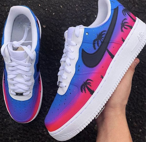 Palm Tree Pattern Blue Pink Custom Air Force 1