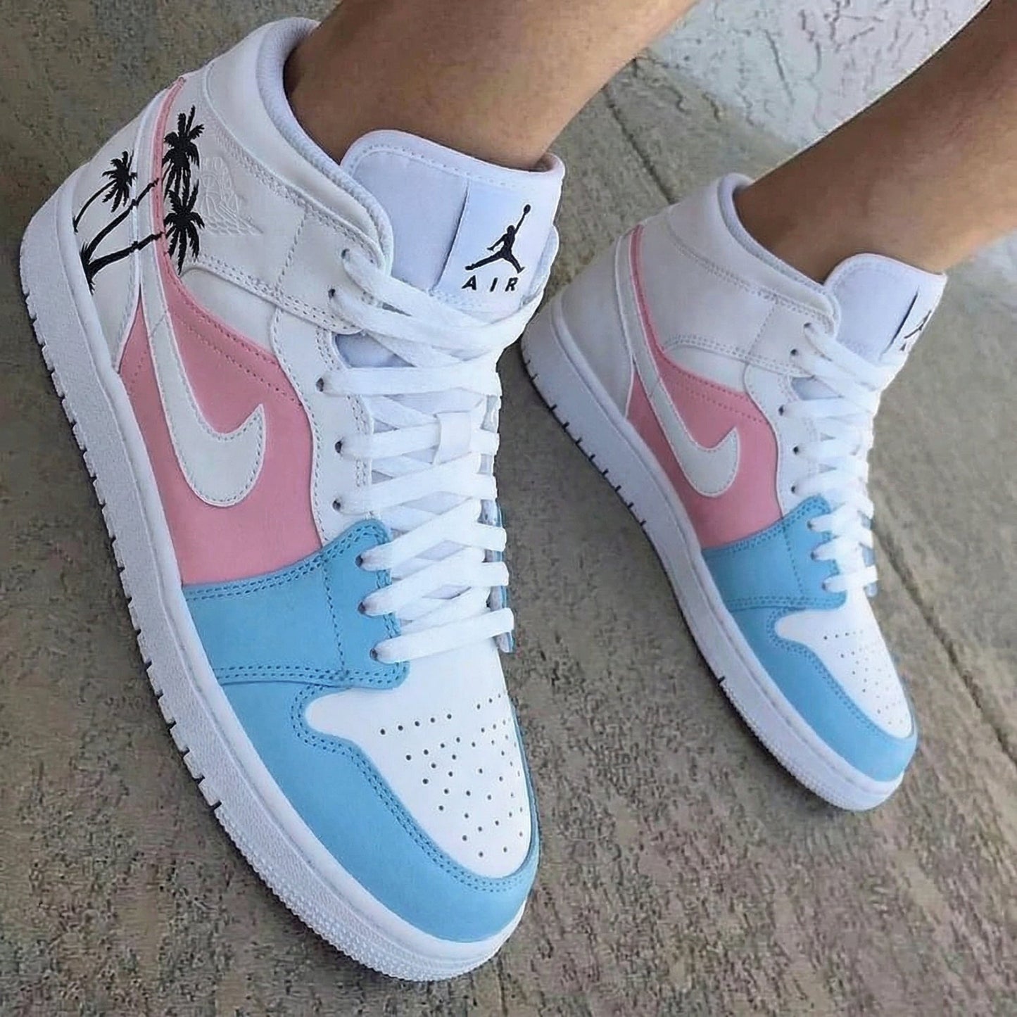 Palm Trees Baby Blue Baby Pink Custom Air Jordan 1