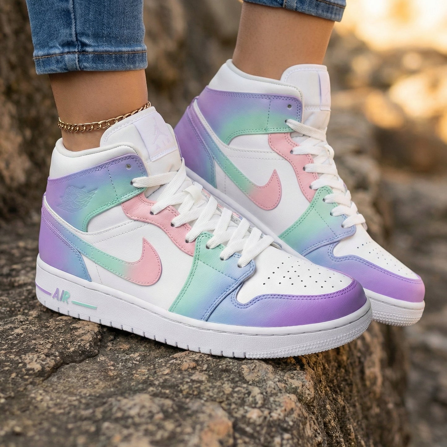 Pastel Gradient Baby Pink Mint Custom Air Jordan 1