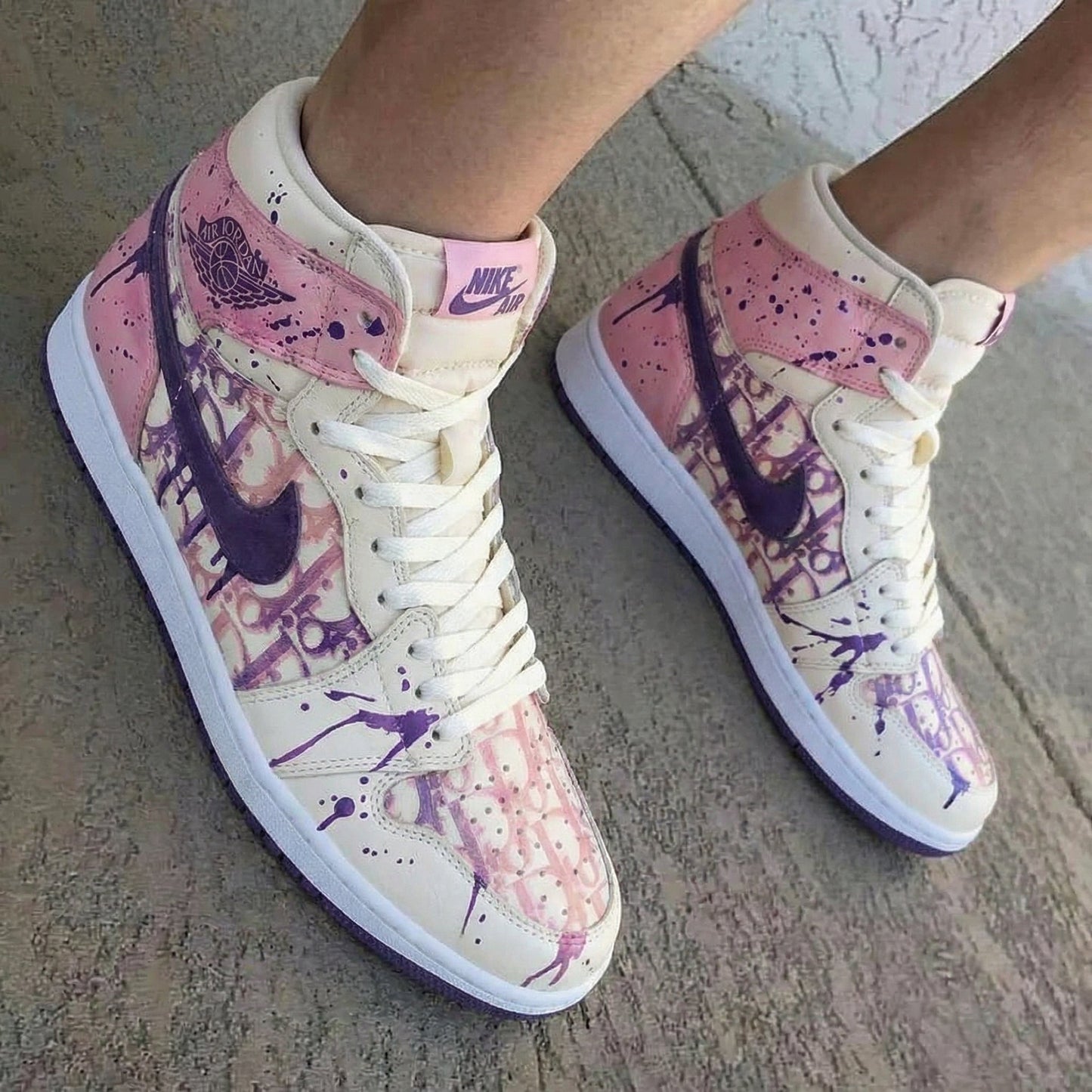 Pattern Baby Pink Purple Custom Air Jordan 1