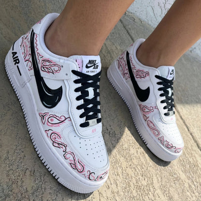 Pink Paisley Pattern Black Custom Air Force 1