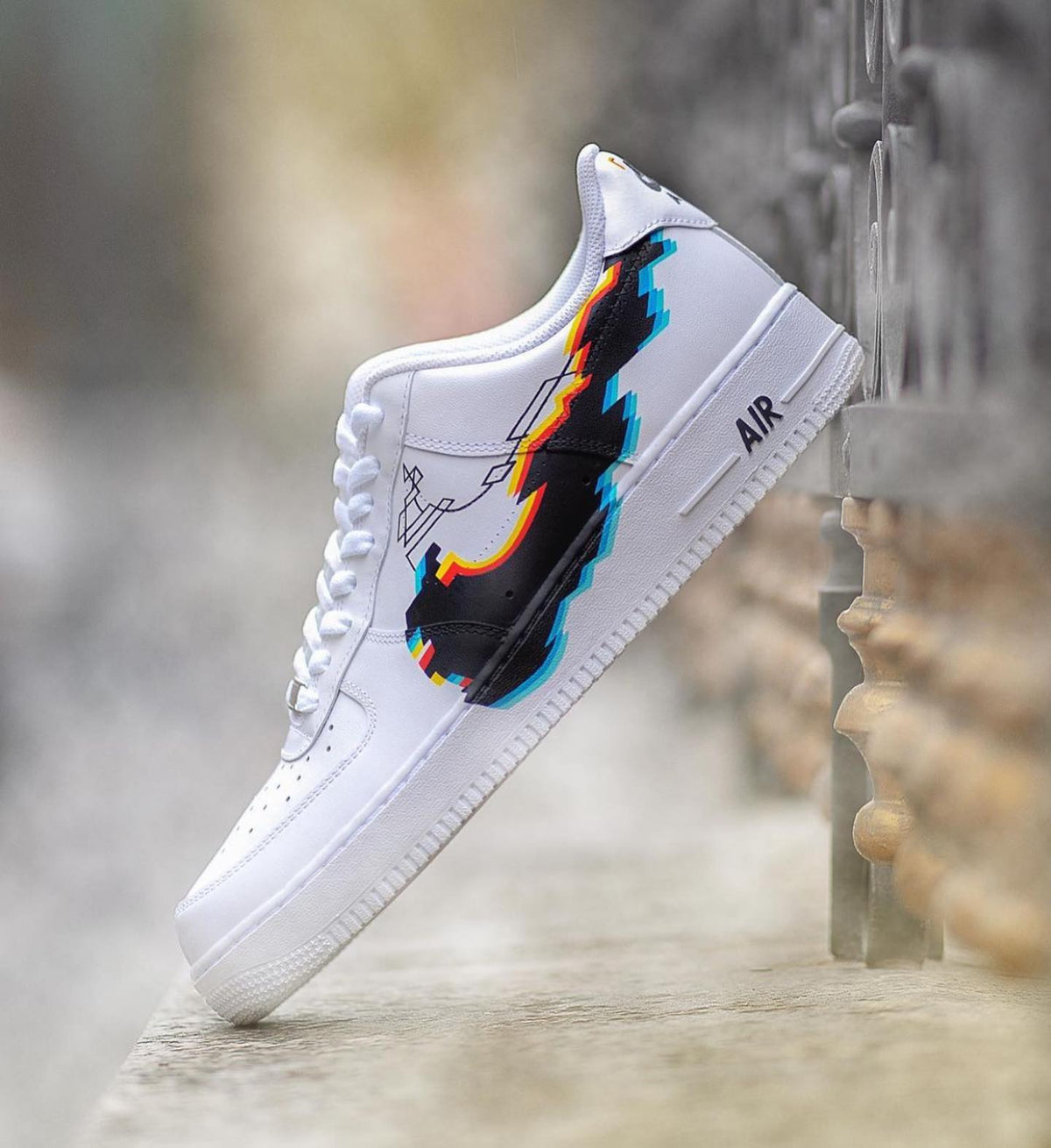 Pixel Pattern Black Color Custom Air Force 1